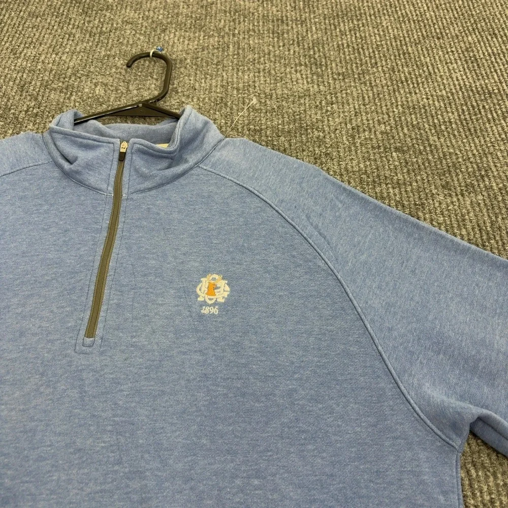 Dunning Golf Quarter Zip Mens L Blue Polyester Cotton‎ Mock Neck Pullover Sport